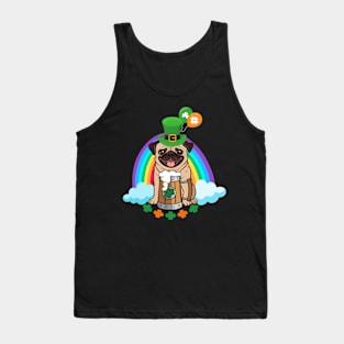 Cute Pug Drinking Beer Rainbow Patrick's Day Tank Top